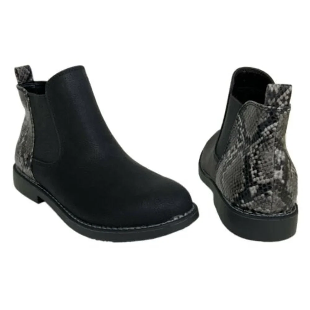 Seven Dials Snake Print Chelsea Bootie Black 7